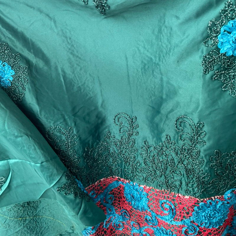 kain silk bordir - kain satin silk velvet bordir premium - kain satin bordir style korea pj