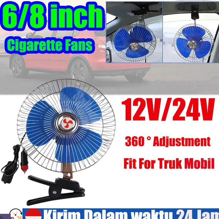 Stok Tersedia Termurah di Shopee  Kipas Angin Mobil 12 Volt 24 Volt DC Jepit Aki Truk Pick Up Bus 12