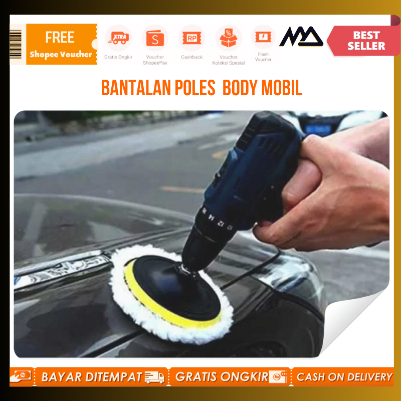 Bantalan Poles Wol Poles Wax Body Mobil 8cm WARNA HITAM PUTIH / Bantalan Poles MOBIL