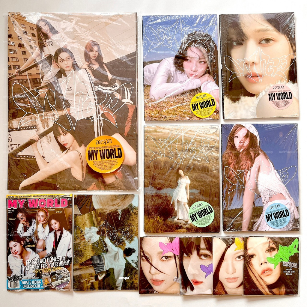 [SEALED] AESPA “MY WORLD” Album Zine Tabloid Poster Intro Spicy Welcome to My World ver Karina Winte