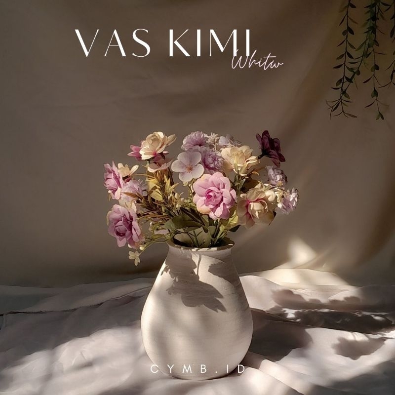 Vas Bunga Tanah Liat/Vas Dekorasi Ruangan/Vas Putih Tanah Liat