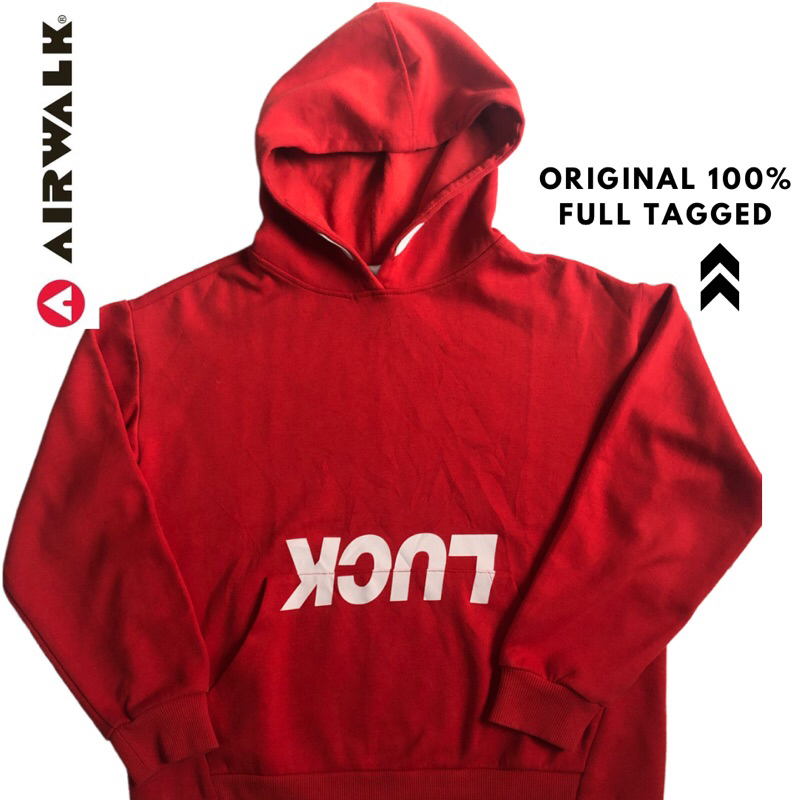 branded original 100% hoodie merah size M aer walk jaket ori branded reject mulus like new preloved 