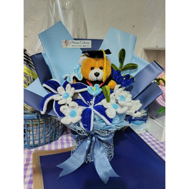 buket bunga kawat bulu-hadiah wisuda-buket untuk cowok-buket bunga kawat-hadiah untuk cowok