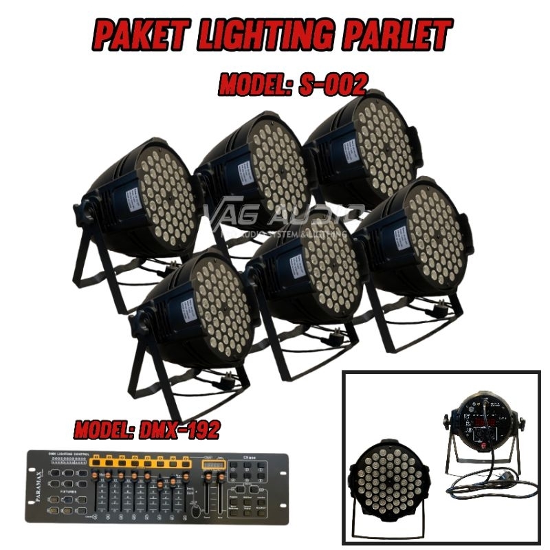 PAKET LIGHTING PANGGUNG PARLET S-002 DAN MIXER LIGHTING DMX 192