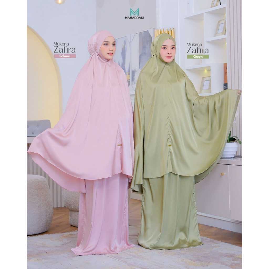 Mukenah Zafira Maharrani, Mukenah Silky, Mukenah Menutup Dagu, Mukenah Putih, Mukenah Hitam, Mukenah