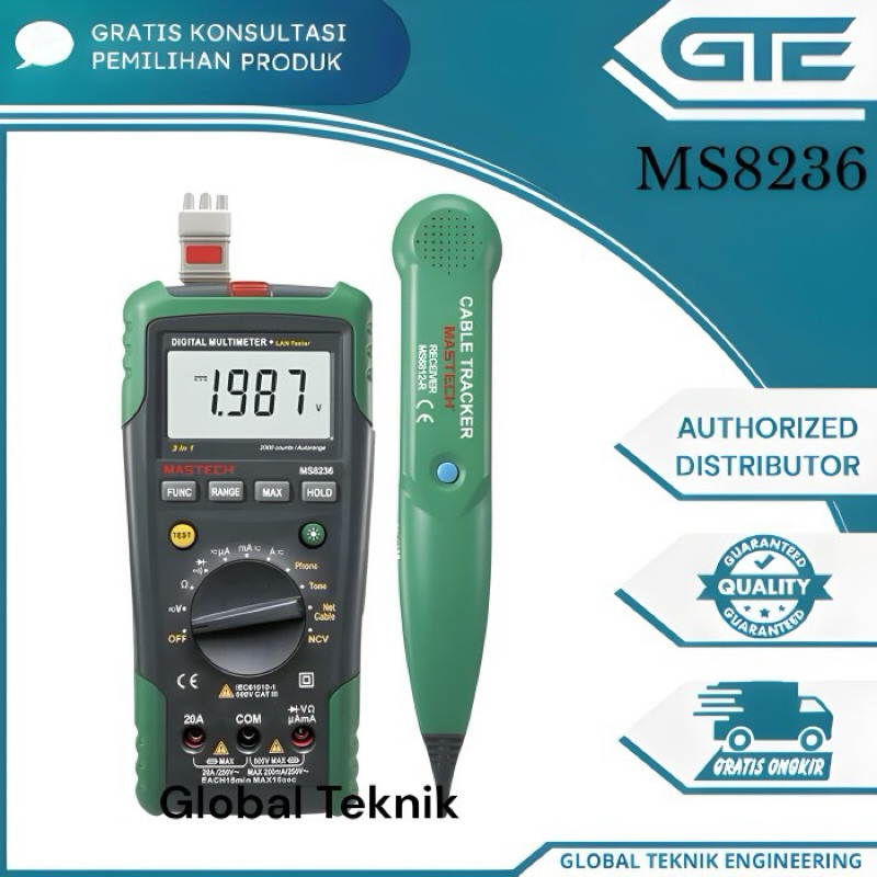 MS8236 Mastech Multimeter LAN Cable Tracker Wire Network Tester Kabel