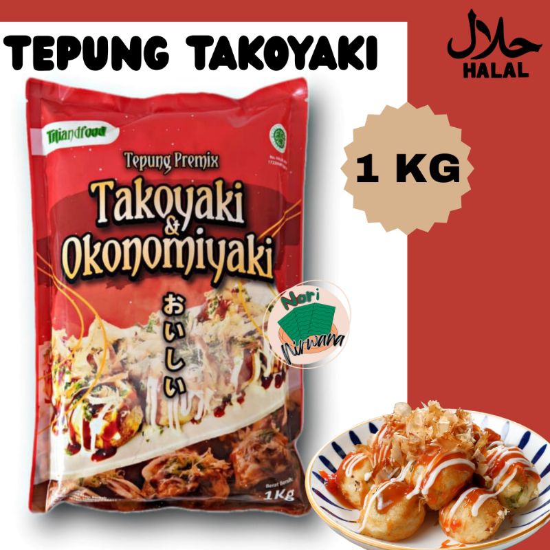 

(HALAL) Tepung Takoyaki Premix, Tepung Okonomiyaki Titiandfood HALAL. Berat 1kg, 500gr, 175gr.