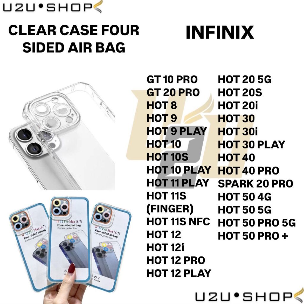 CLEAR CASE SIDED AIRBAG INFINIX GT 20 PRO HOT 60 60I 60 PRO 4G 60 PRO PLUS 4G 11S 20 5G NOTE 12 PRO 