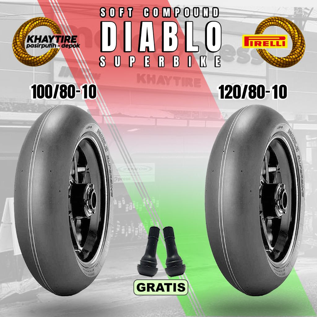 Sepasang Ban Motor PIRELLI DIABLO SUPERBIKE100/80 120/80 Ring 10 Tubeless