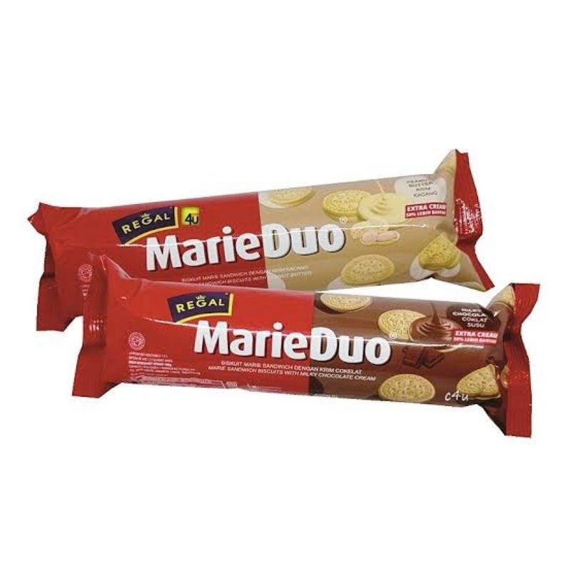 

REGAL MARIE DUO BISKUIT ROLL CREAM RASA COKLAT | VANILLA | KACANG NETTO 100 GR murah