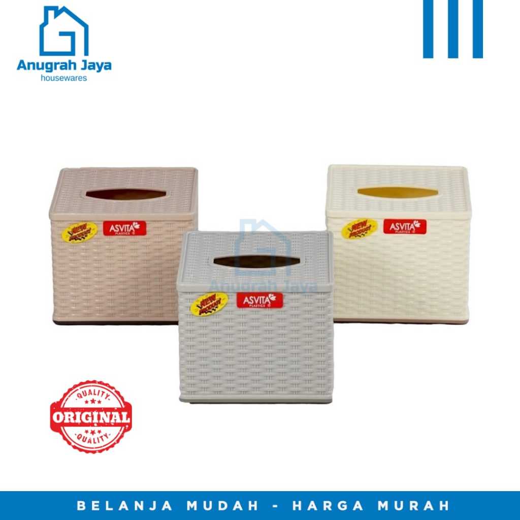 ASVITA Tempat Tissue Kotak Rotan Plastik Box Tisu TBK-087