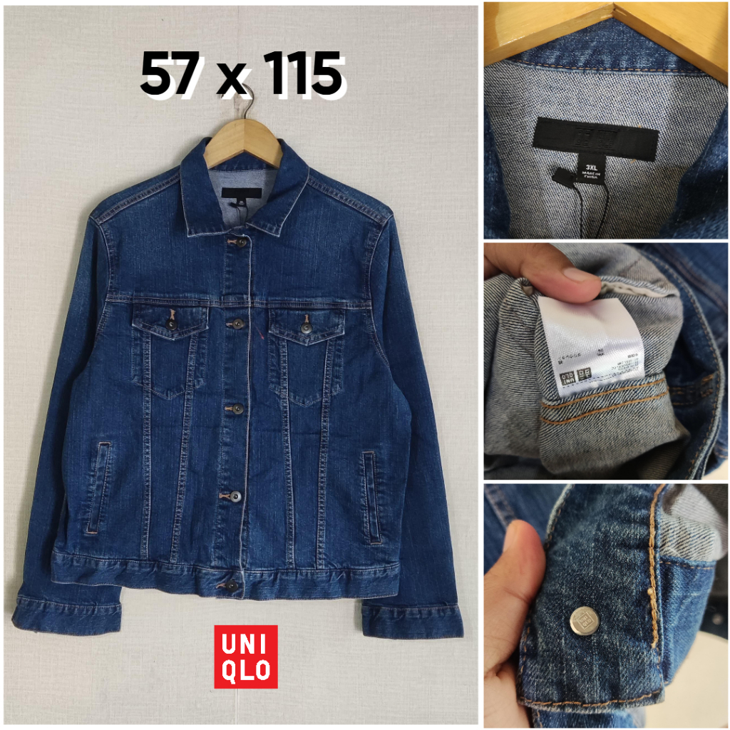 Jaket Jeans UNIQLO Denim Trucker Size 3XL Wanita Atasan Cewek Outer Tebal ZX323