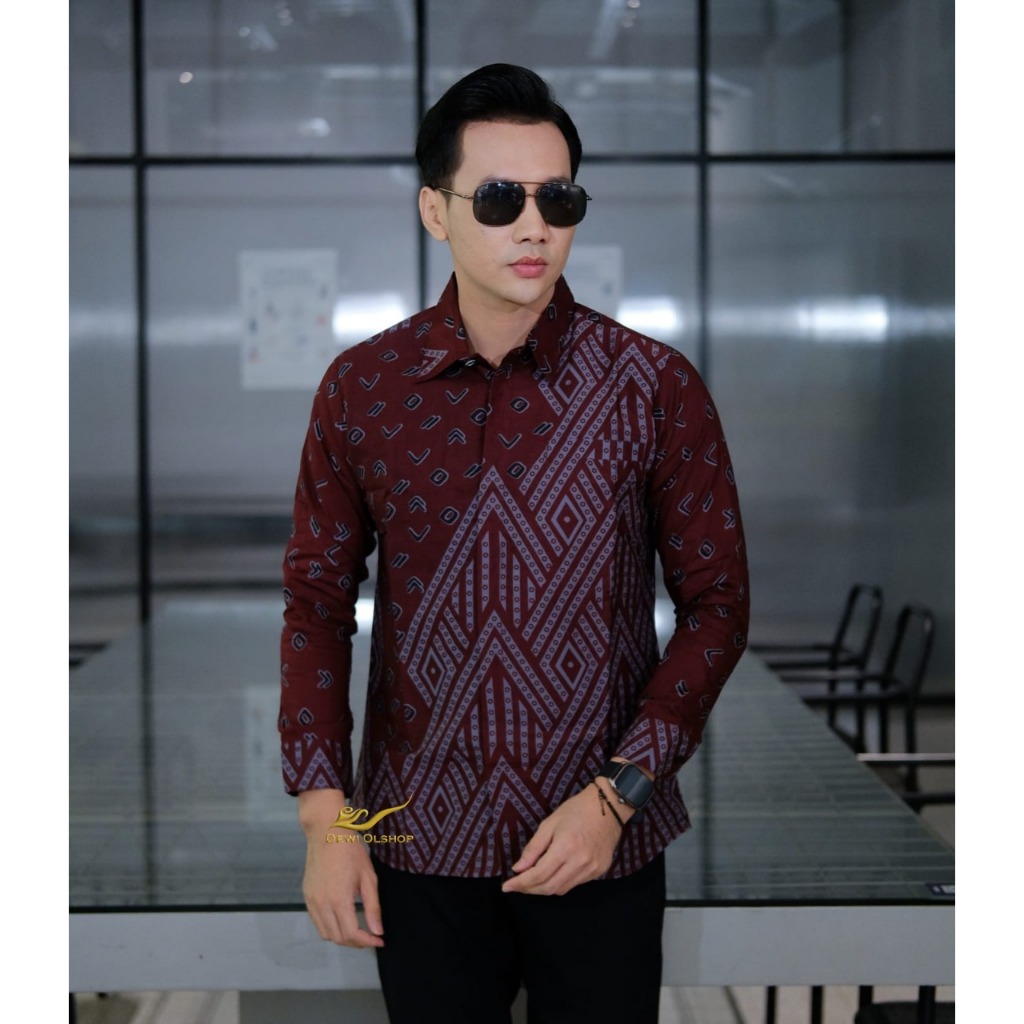 BATIK PRIA LENGAN PANJANG PENDEK SLIM FIT KATUN PRINTING ORIGINAL BATIK SOLO HEM ATASAN ANAK MUDA