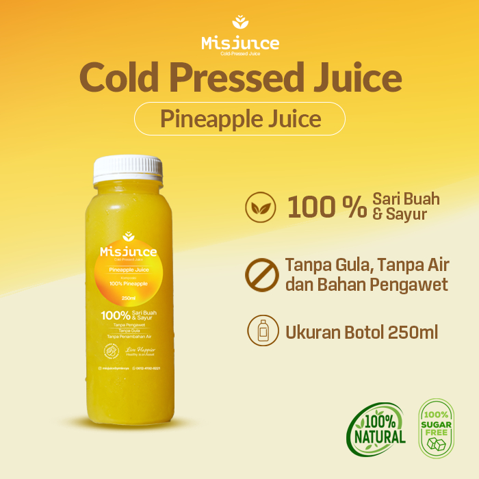 

Pineapple Juice – Cold Pressed Juice 250ml | 100% Nanas Murni | Segar, Kaya Enzim & Bantu Pencernaan