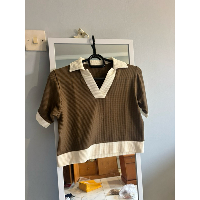 Crop Top | Waffle knit crop top olive