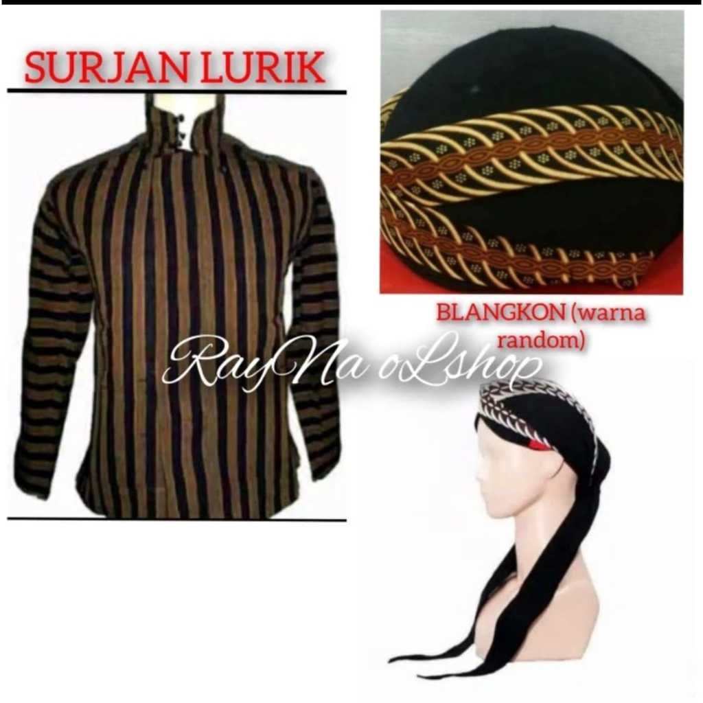 PAKAIAN JAWA PRIA | BAJU JAWA SOLO JOGJA | SURJA LURIK COKLAT+BLANGKON SLIWIR | PAKAIAN TRADISIONAL 