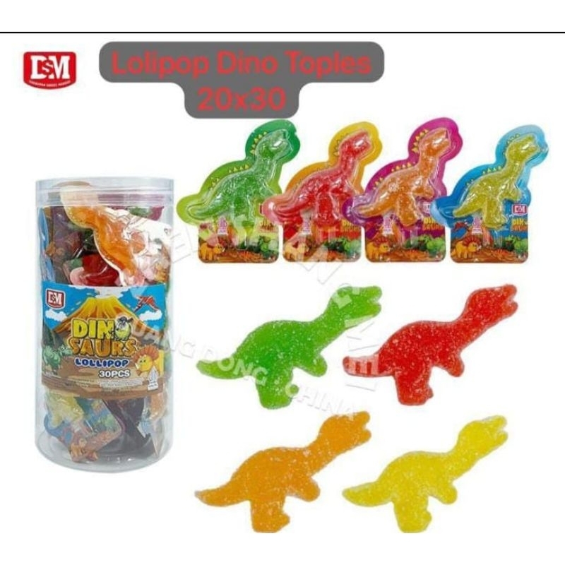 

DSM PERMEN LOLIPOP DINO SAURUS TOPLES ISI 30PCS