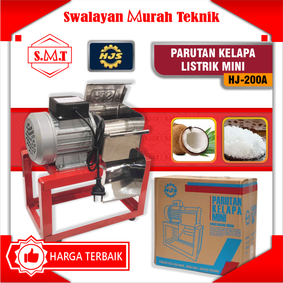 Mesin Parutan Kelapa Mini Listrik Kaki Siku Segi Empat HJS HJ-200A Stainless Steel Food Grade
