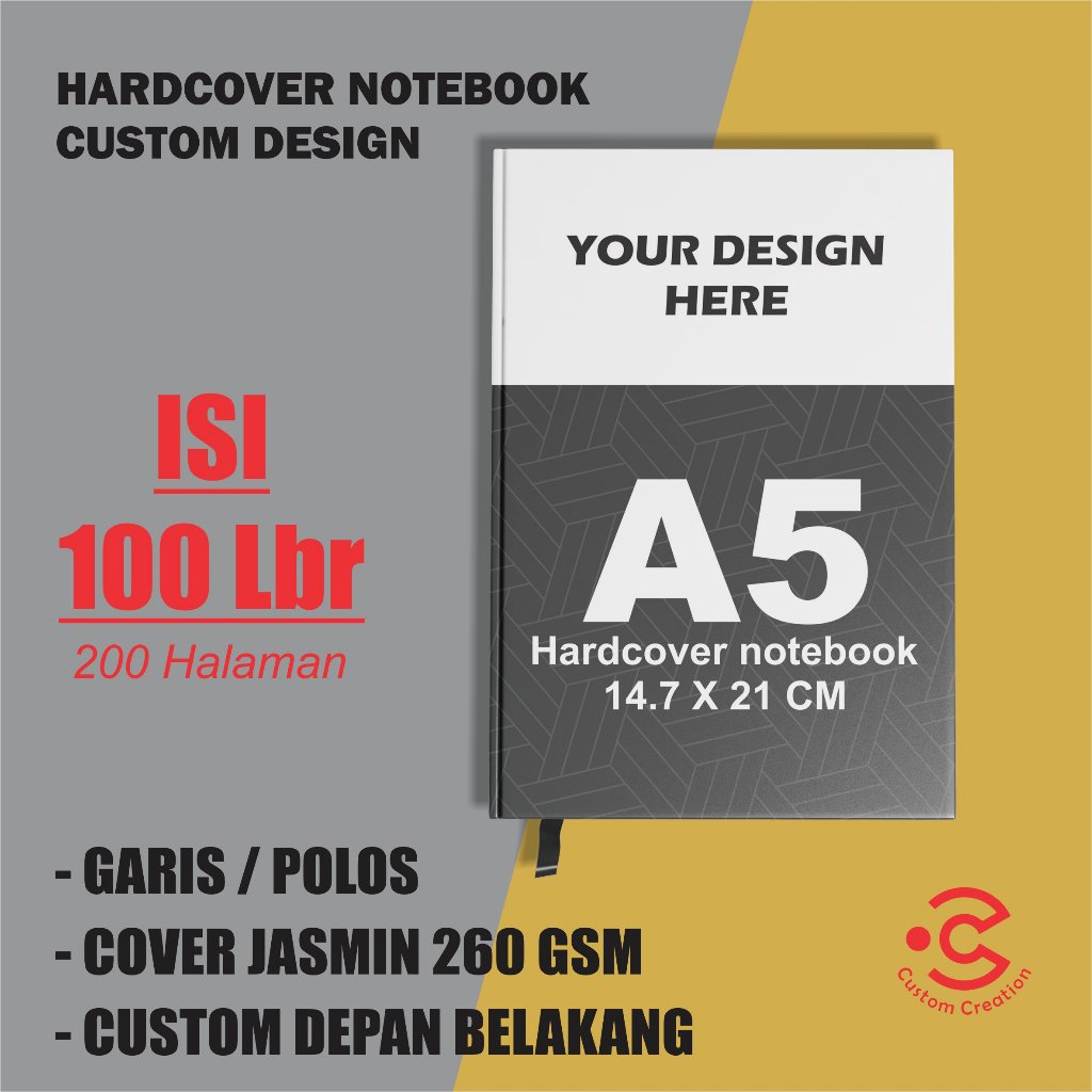 

NOTEBOOK HARDCOVER CUSTOM COVER DEPAN BELAKANG A5 (100 lembar)