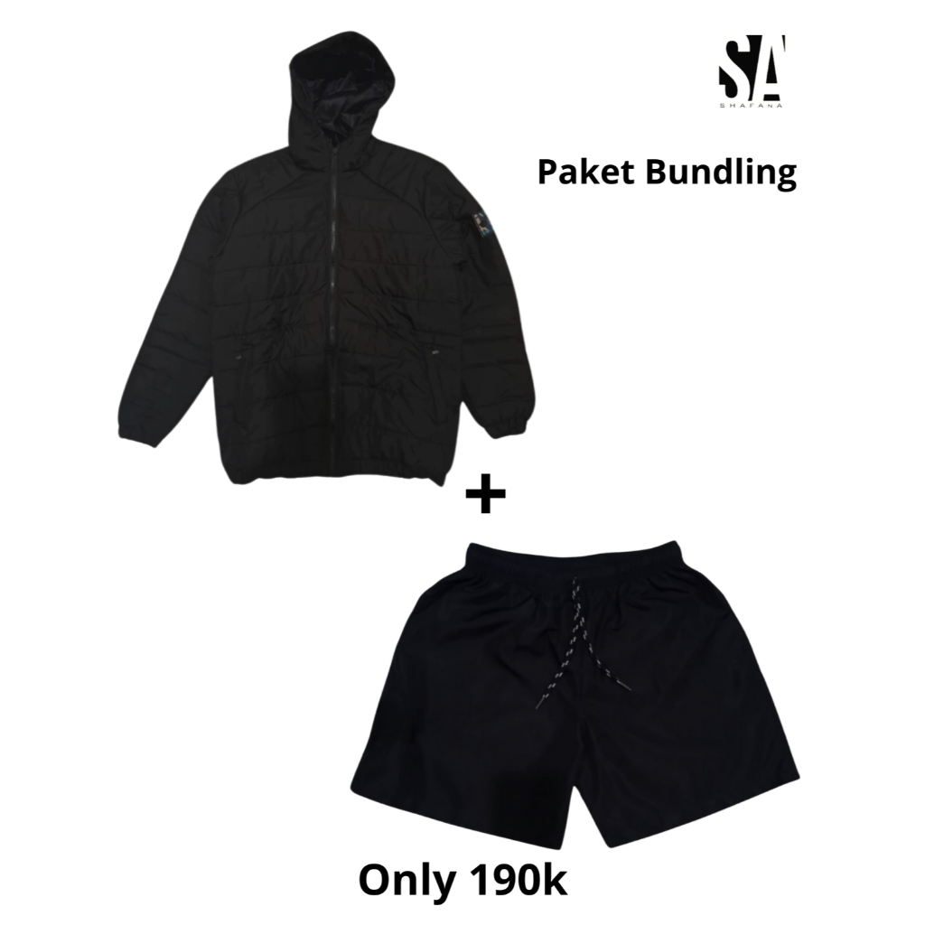 Paket Bundling Jaket Gelembung Stone Island + Boardshort Waterproof Premium