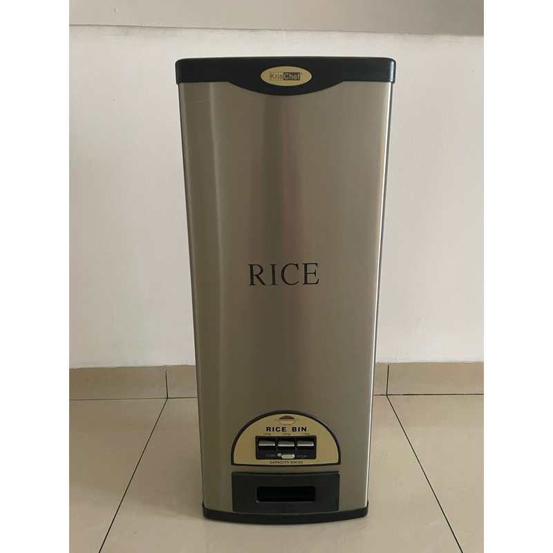 Tempat Beras 30KG / Dispenser Beras Stainless Steel Rice Box KRISCHEF JUAL MURAH