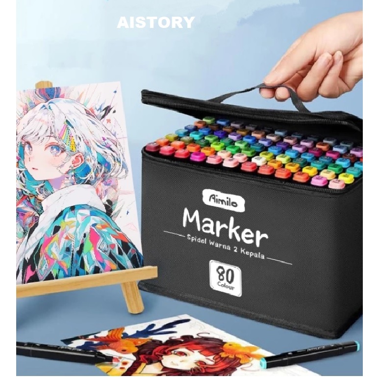 

Aistory Spidol Warna Warni 1 Set Sketch Marker 48/60/80 Warna