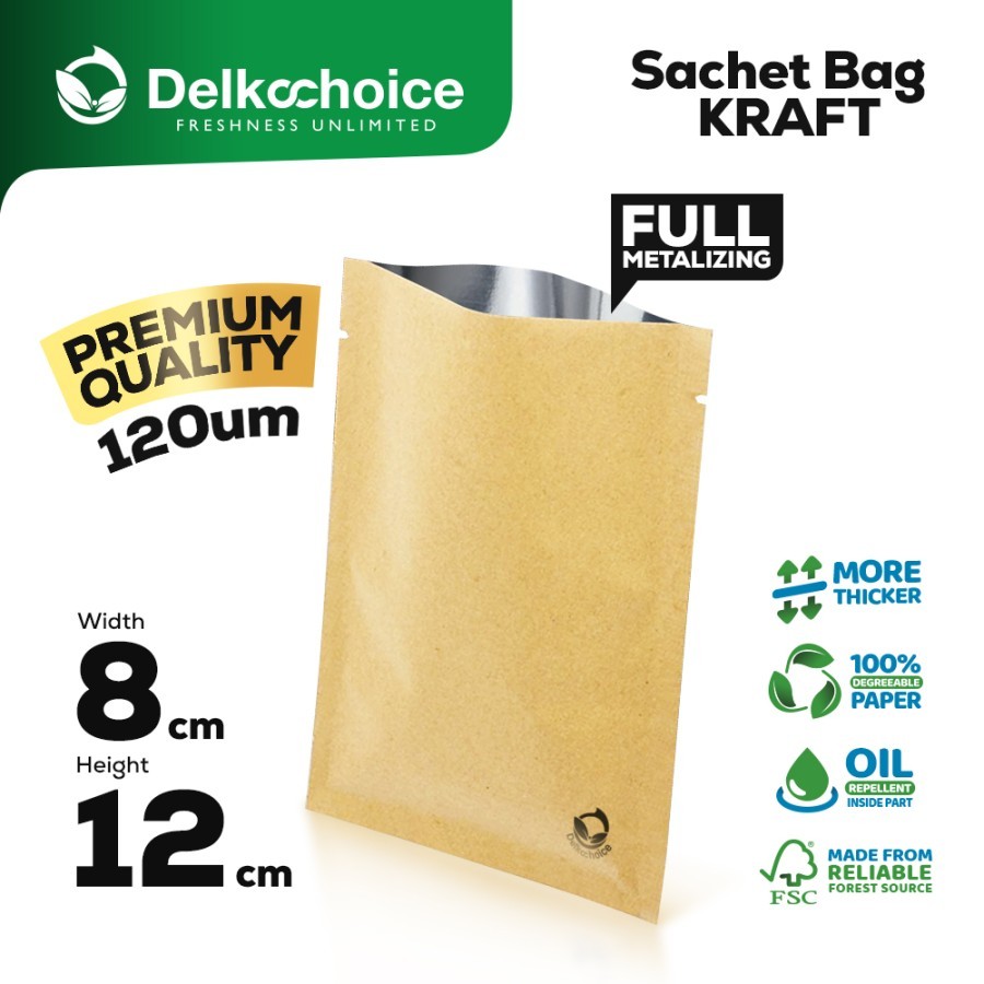 Kemasan Saset Sachet Bag Kraft Paper PREMIUM Non Ziplock Bungkus Kopi Bumbu - Sachet Kraft
