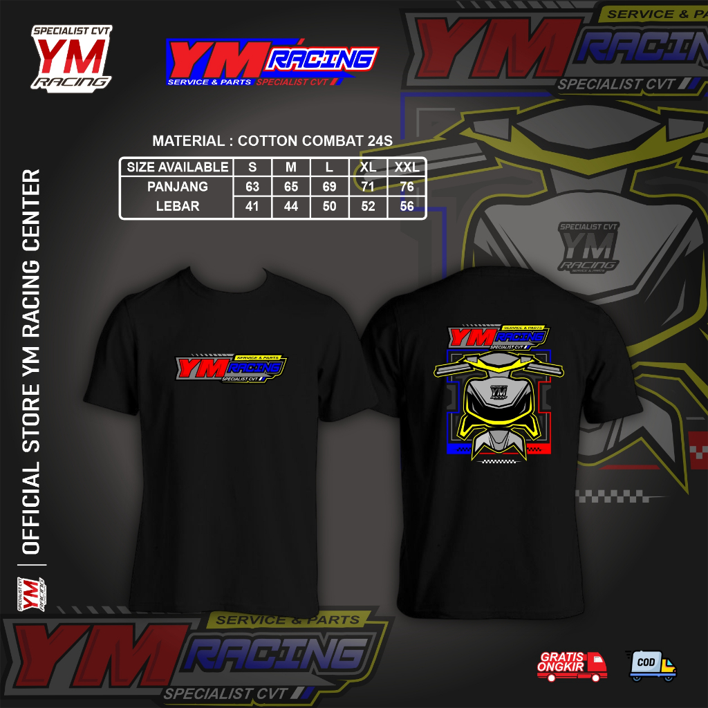 Kaos YM Racing / t-shirt Ym Racing / Tshirt YM Racing / Kaos Racing / Kaos Katun Combat - Kaos Desig
