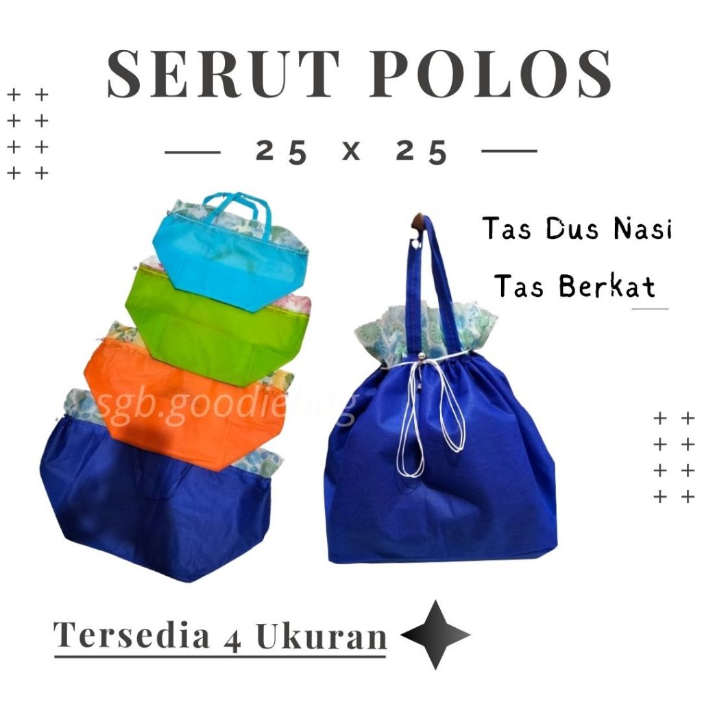 

Tas serut hajatan 25 x 25 goodie bag syukuran tas spunbond kotak nasi tas ulang tahun besek nasi
