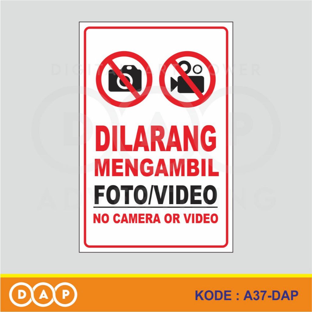 

A37 - Acrylic Sign, Stiker Akrilik Dilarang Mengambil Foto dan Video, Tahan Air, dan Bisa Custom