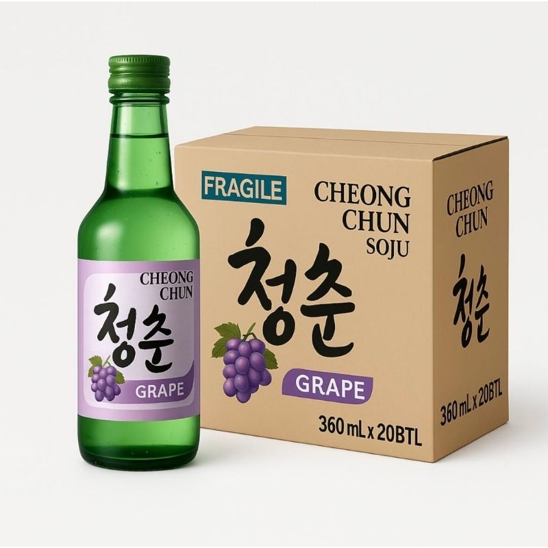 

Cheong Chun Soju Grape 1 Kardus Isi 20 Botol