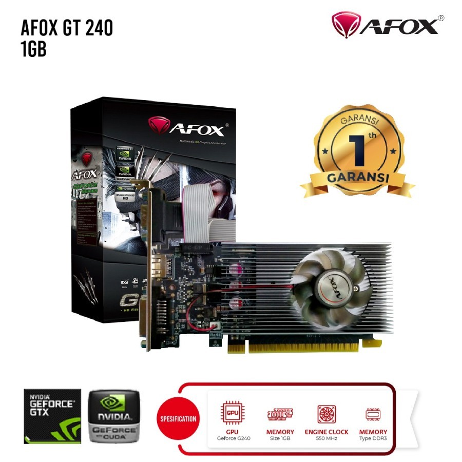 AFOX Nvidia GeForce GT240 1GB DDR3 128-Bit pci-ex 16 - VGA Nvidia AFOX GT 240