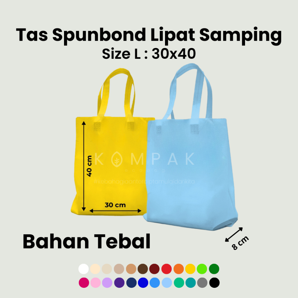 

1 LUSIN/ 12PCS - Tas Spunbond Press Handle Lipat Samping 30x40 cm Kantong Goodie Bag