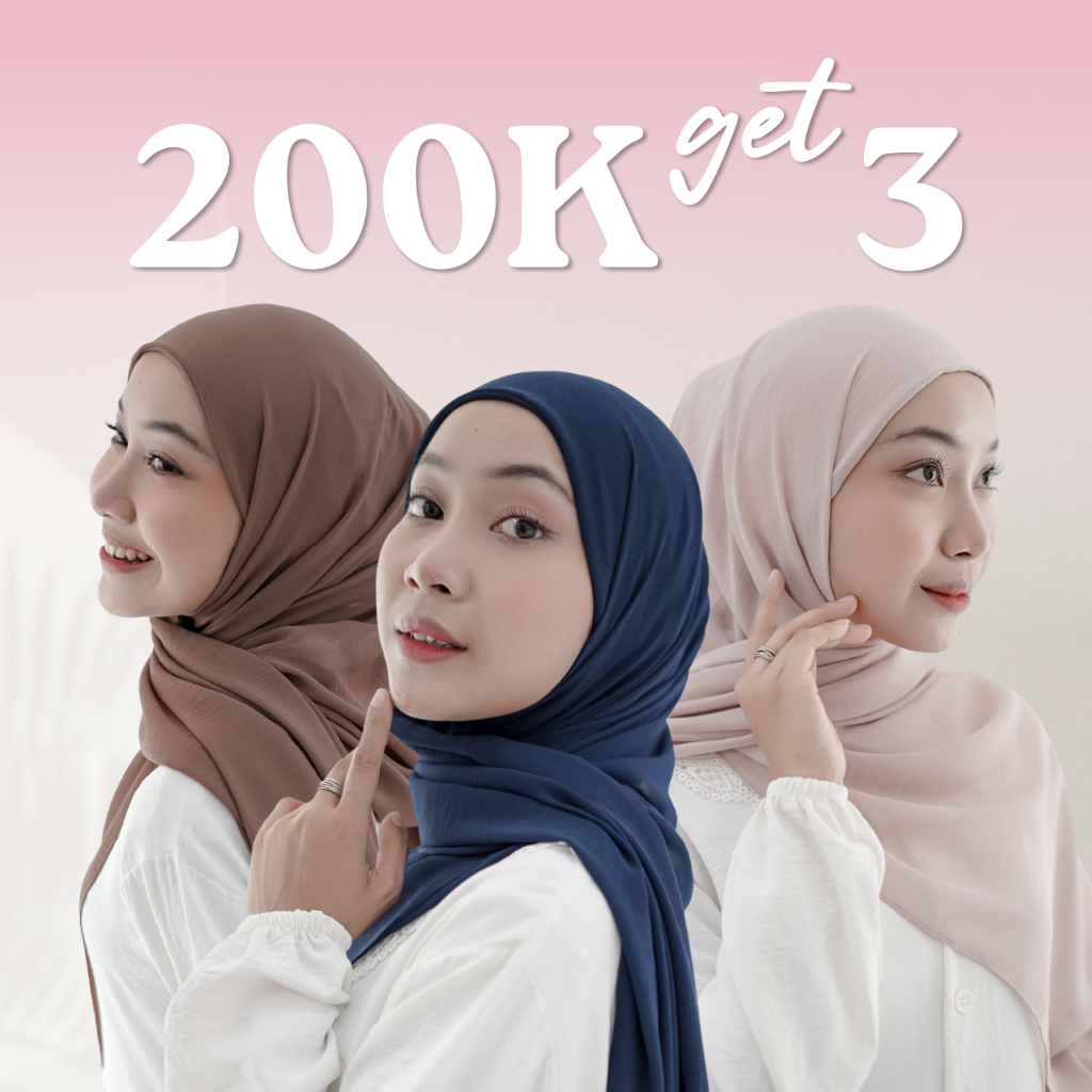 Scarveil Hijab - 200K Get 3 Pashmina Instant Bahan Sifon Crinkle Premium