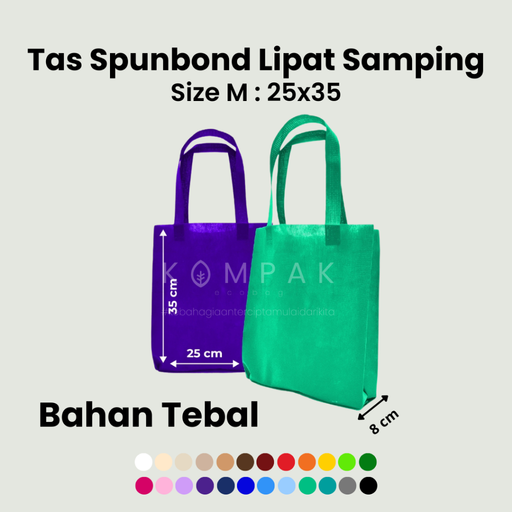 

1 LUSIN/12 PCS - Tas Spunbond Press Handle Lipat Samping 25x35 cm Kantong Goodie Bag