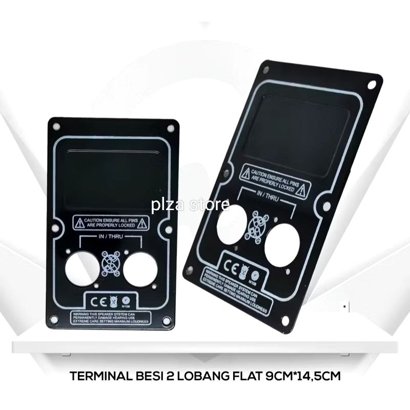 Plat speakon datar lubang 2 besi tebal 9x14.5cm/Plat spikon datar hitam 2 lubang