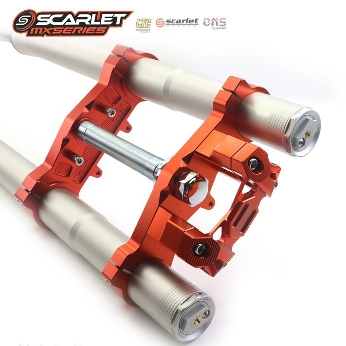 Up Side Down Scarlet Double Adjuster USD CRF / KLX Full CNC Anti Karat +Bonus Seal Shock Cadangan