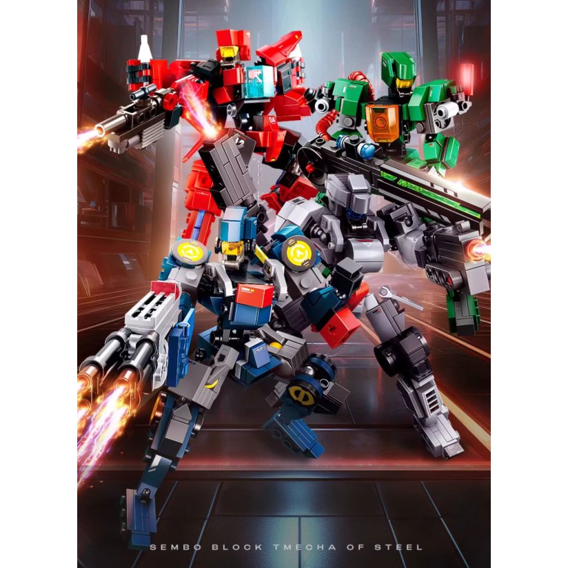 Sembo 103381 - 103384 mecha of steel warrior - block brick robot