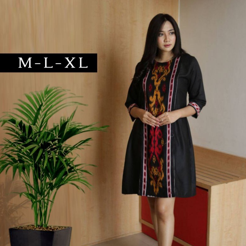 KODE W83N DRES DRESS WANITA POLOS SONGKET KONDANGAN GEREJA BATIK KOMBINASI  EME Store