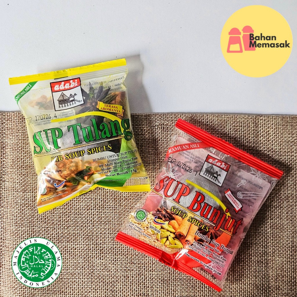

Adabi Sup Tulang Rib Soup Spices 13 gr/ Sup Bunjut Soup Spices 8 gr HALAL