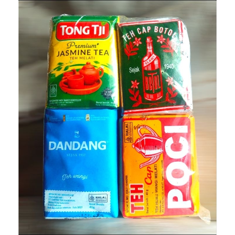 

racikan teh ( dandang biru - poci kuning - botol hijau - jasmine 40g )