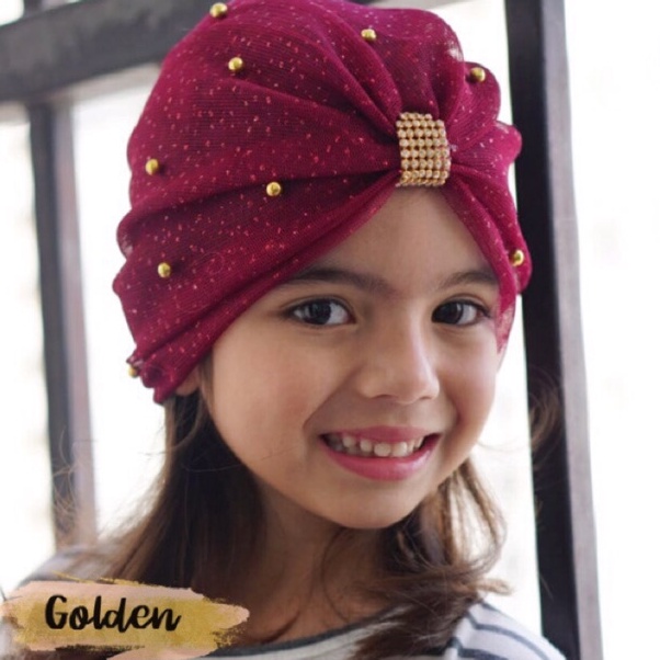 KODE T26H Turban Instan Anak Tile Glitter Handmade Berbagai Warna