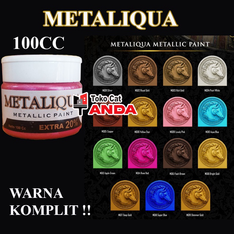 

KODE L9O Cat Metaliqua 1cc Warna KOMPLIT Cat emas silver tembaga Pink HIjau 1cc