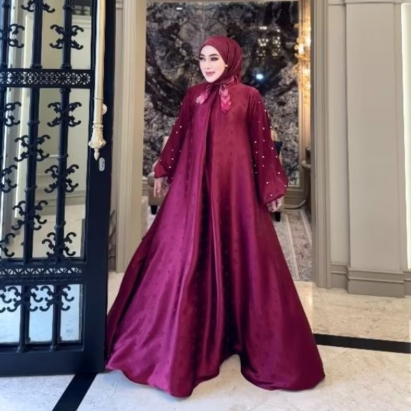SHELLASAUKIA DRESS SS SILK SUTRA TANGAN MUTIARA SET HIJAB