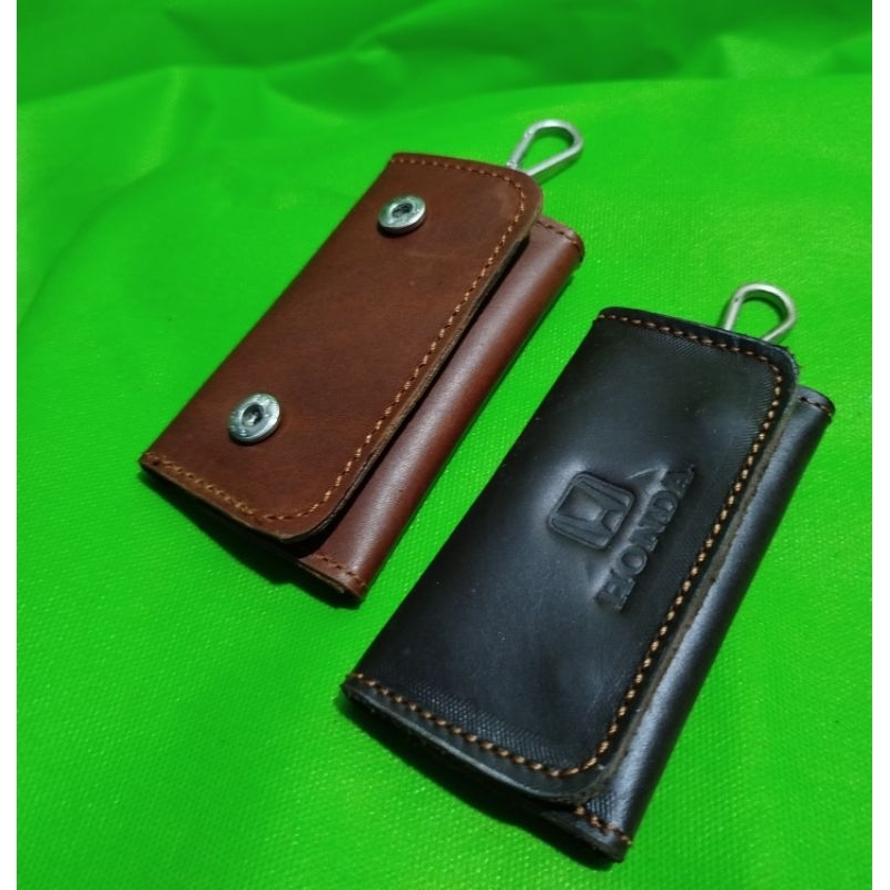 Dompet gantungan kunci Lipat tiga kulit asli Honda / Gantungan kunci mobil motor