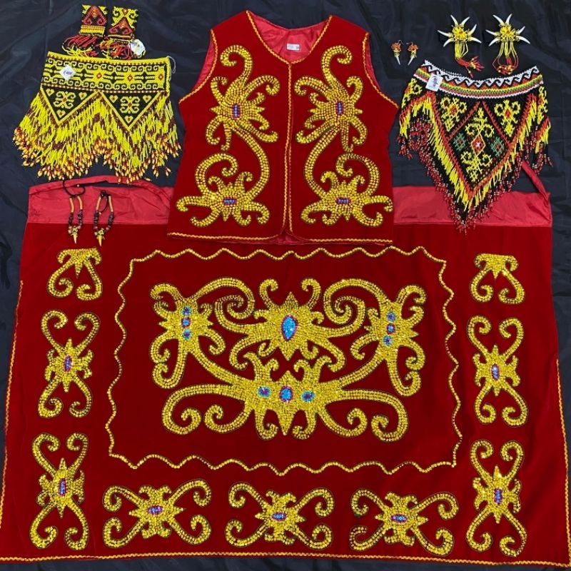 Baju Adat Dayak Cewek Full Aksesoris | Baju Adat Cewek Dewasa Full Kuning | Baju Adat Dayak Cewek