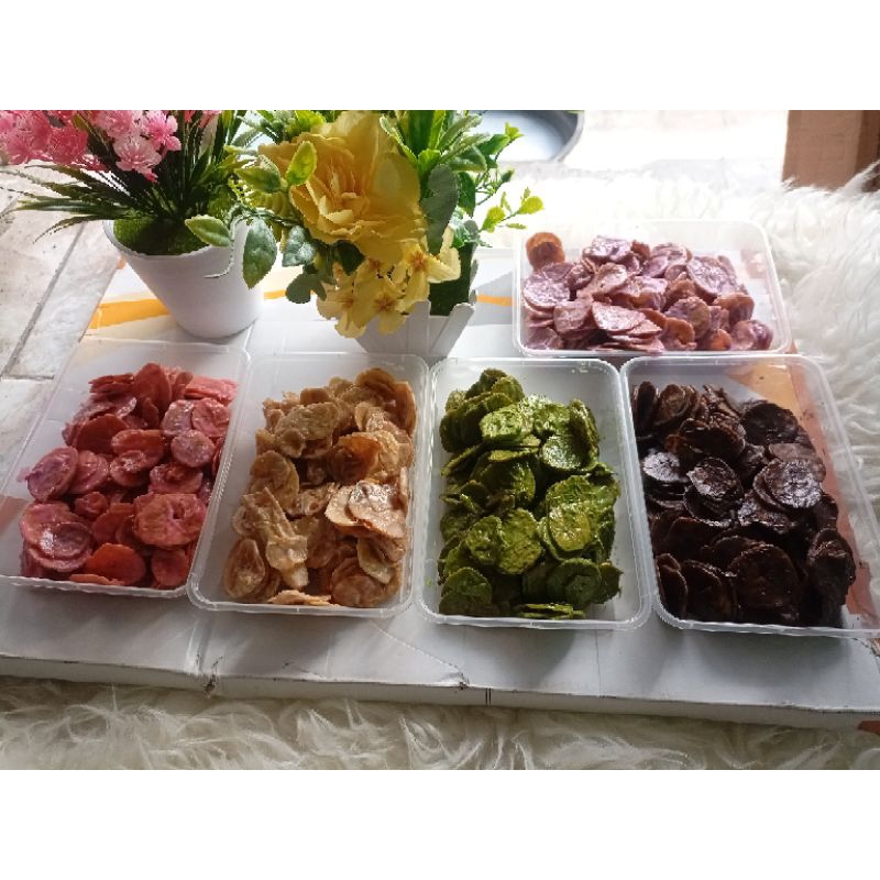 

Keripik Pisang Lumer 500ml/Kripik Pisang Coklat, Matcha, Taro,Tiramisu,Strober