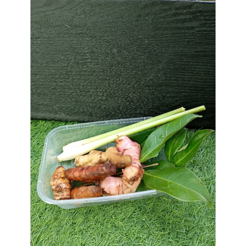 

sayuran segar dan pres paket bumbu dapur rempah