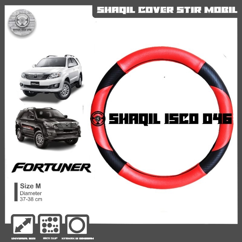 Sarung Stir Mobil Motif Carbon Toyota Fortuner, Cover Stir Mobil Fortuner, Sarung Stir Minibus