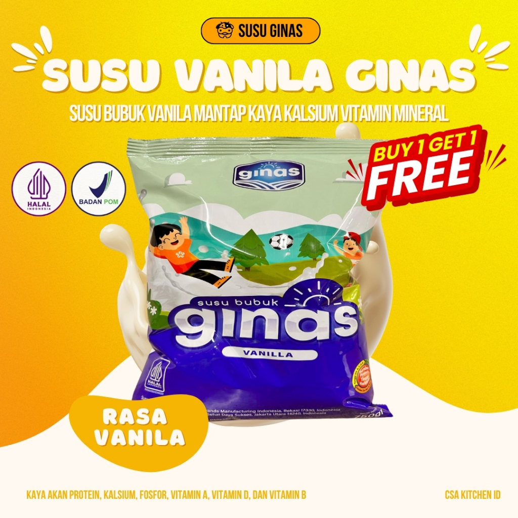 

SUSU VANILA GINAS ENAK (SEHAT BERGIZI KAYA PROTEIN, VITAMIN, MINERAL DLL)